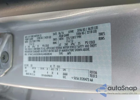 2017 Ford Escape Se из США, поврежденный, VIN 1FMCU0GD6HUA82830